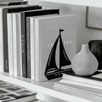 Peacoblue Metal Bookends for Shelves, Modern Decorative Heavy Duty Study Book Support Stoppers for Office, Desk, Shelf, Room 5.3"x4.3"x7" Cast Iron Simple Tall Bookends, 1 Pair (Sailboat) - style: Sailboat