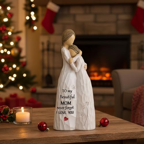 NAN ZAI NAN FANG Mother Daughter Figurine for Mom Resin Hand Painted Sculpture Birthday Valentines Christmas Mothers Day Heartfelt Gifts for Daughter Mom Mother-in-Law - style: Mother and Daughter