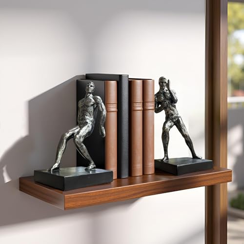 Abstract Sculpture Book Ends Decorative Bookends for Shelves, Modern Figure Bookends for Bookshelf Decor, Decorative Book Stoppers for Home Office Library - color: Abstract Figure-imitation Copper