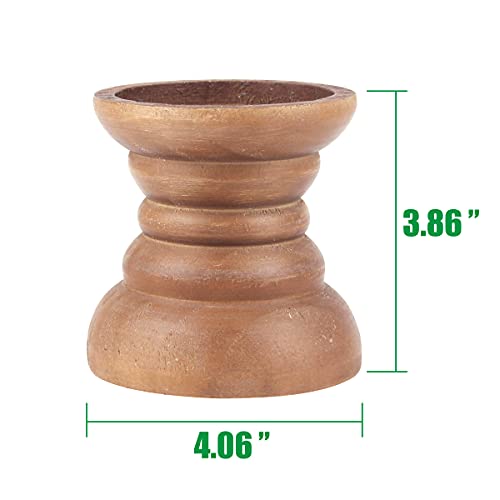 Stonebriar Small Decorative Natural Wood Pillar Candle Holder 4 inch - color: Brown, size: 4 inches