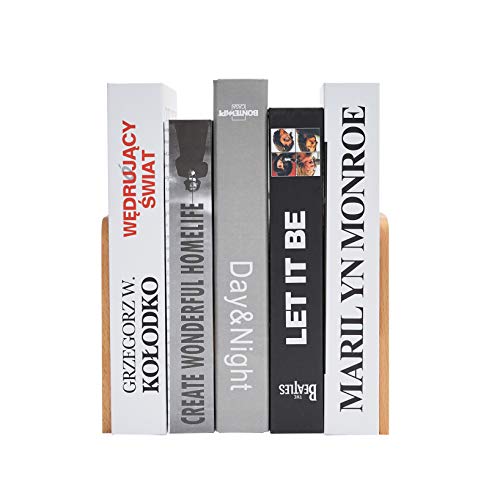 Pandapark Wood Bookends,Non-Skid Bookend for Shelves,Heavy Duty Bookends,Book Stand for Books/CDs,1 Pair - color: Beech-a Plus