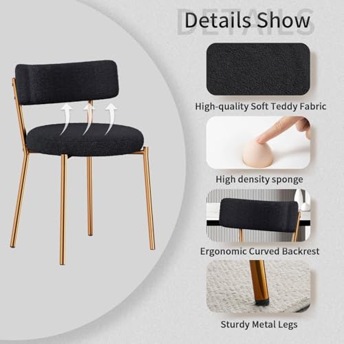 5 Piece Rectangular Glass Dining Table Set, 63'' Modern Kitchen Table Set Gold Base with 4 Luxury Black Gold Boucle Dining Chairs, Dining Table and Chairs for Home, Apartment - color: Golden+black Gold Chairs, size: 63'' + 4 Chairs