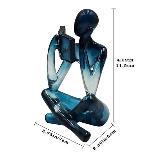 Reading Women Statue, Translucent Blue Resin Thinker Sculptures, Abstract Art Ornament, Modern Aesthetic Figurine Decoration for Home Living Room Bedroom Office Shelf Table Desk Bookshelf Decor - color: Blue, size: Right Hand