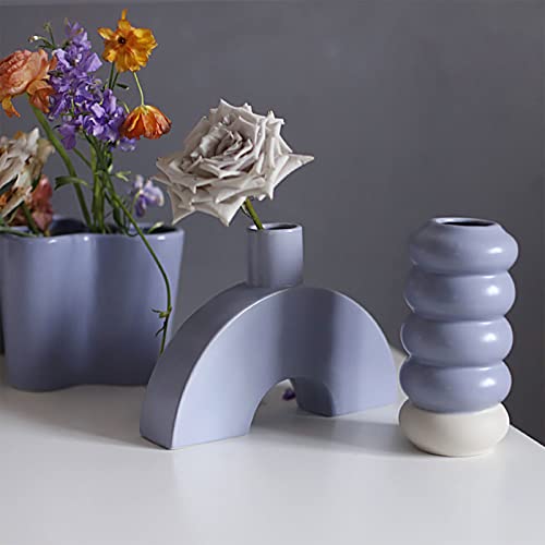Nordic Ceramic Vase Modern Abstract Art Geometric Flower Plant Holder Decor - size: Yellow