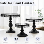 Set of 9 Cake Stands Metal Cupcake Stand Set Multiple Styles Candy Fruit Display Tower Dessert Plate Cake Serving Tray for Birthday Party Wedding Anniversary Baby Shower Engagement (Black) - color: Black