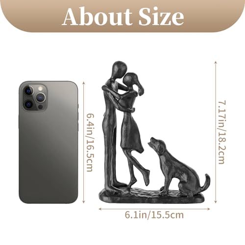 Sziqiqi Anniversary Iron Gifts for Her - Couple Love Sculpture Anniversary Iron Gift for Couple Girlfriend Wife Him Black Statue Metal Figurines for Home Decor Wedding Christmas Birthday Gifts - style: Couple & Dog
