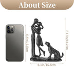 Sziqiqi Anniversary Iron Gifts for Her - Couple Love Sculpture Anniversary Iron Gift for Couple Girlfriend Wife Him Black Statue Metal Figurines for Home Decor Wedding Christmas Birthday Gifts - style: Couple & Dog