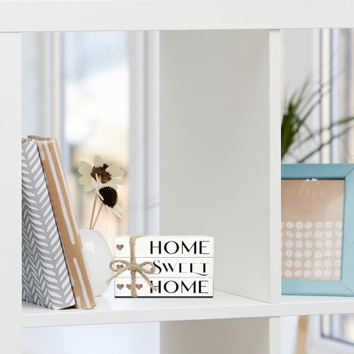 Mini Decorative Books For Home Decor, Small Wood Book Stack For Table Decor, Home Decor Book For Living Room Mantel, Farmhouse Stacked Books Decorative（L40） - color: white Home sweet