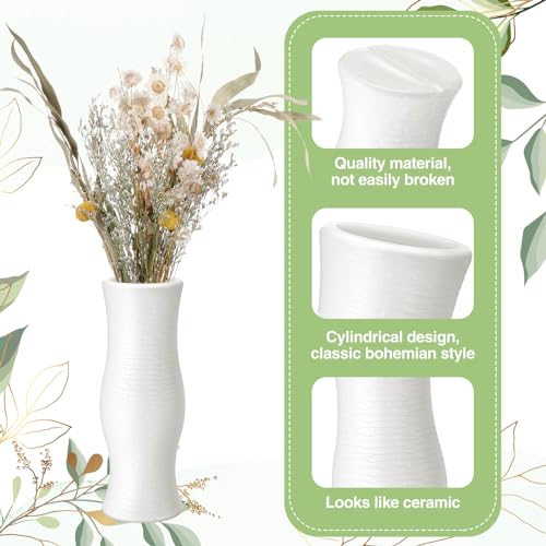 Didaey 10 Pack Composite Plastic Flower Vases Bulk White Small Boho Floral Vases for Dried Flower Bouquet Pampas Grass Centerpieces Fall Wedding Party Living Room Decor(Bohemian) - style: Bohemian