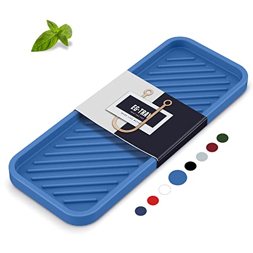 EG-SIPRO Silicone Sponge Holder, Kitchen Sink Organizer Tray, Sponge Caddy Dish Soap Holder, Scrubber, Soap Dispenser, Scouring Pad - color: E-bu, size: 9.3x3.6inch
