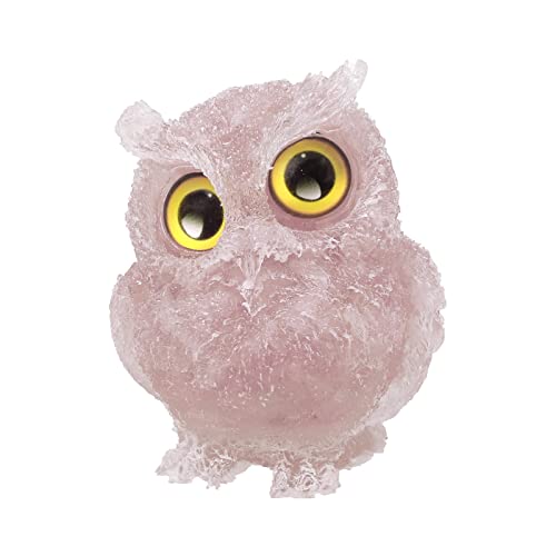mookaitedecor Rose Quartz Owl Statue Sculpture Stone, Carved Animals Night Owl Figurine Crystal Ornament for Desktop Office Home Decor, 3 Inch - color: Pink, size: 3 inch