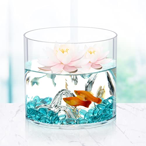 JYPS Clear Vase Set of 3, Polycarbonate, Round, Transparent, Wide Mouth, 6 inches, Ideal for Wedding Decor, Flowers, Bedroom, Living Room, Bathroom, Break Resistant - size: 6.2'' W*5.9'' H + 6'' W*5.9'' H + 3.8'' W*3.6'' H
