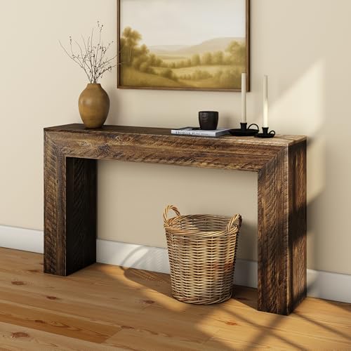 Plank+Beam 56 Inch Camden, Farmhouse Console Table - Solid Pine Wood, Easy Assembly for Living Room or Entryway, Rustic Barnwood - color: Rustic Barnwood, size: 56 Inch