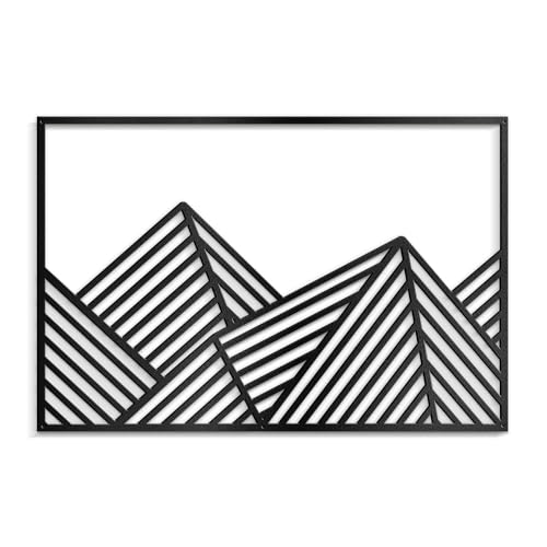 SIGNLEADER Metal Wall Decor Mountains Triangle Line Minimalist Modern Luxury Wall Sculpture Hangings 3D Statue Home Decoration for Living Room, Bedroom, Bathroom, Kitchen, Fireplace, Office - 18" Black - color: Gry17-2405-m17, size: 18" Black