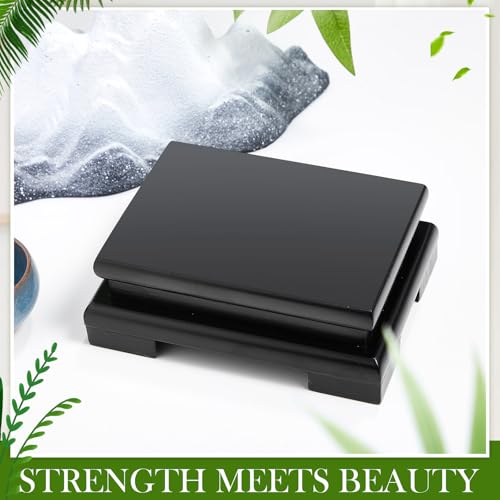 Chunful 2 Pcs Rectangle Wooden Display Stand 5.1 x 3.7 x 1.8 Inch Wood Vase Display Base Black Pedestal Stand Rectangle Vase Riser for Vases Teapot Trophy Collectibles Aquarium Lamp Home Decoration - size: 5.1 x 3.7 x 1.8 Inch