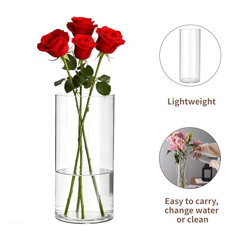 4 Pack Acrylic Cylinder Vases for Centerpieces,10 inch Tall Clear Flower Vases, Unbreakable Vases,Hurricane Candle Holders Floating Candle Vase for Wedding Dinner Table Party Living Room Decor - size: 4 Pack(4" W x 10" H)