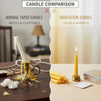 20 Minute Meditation Candles for Anxiety Relief Mini Beeswax Taper Candles Set of 30 with Brass Holder & Candle Wax Dots for Secure Fit Dripless Prayer Candles for Yoga Ritual & Spiritual Practice - color: 30pcs Beeswax Candles