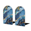 Bookends Blue Marble Book Ends for Shelves Abstract Bookends for Heavy Books, Book Stopper Organizer Book Shelf Holder for Home Office 2 Pcs