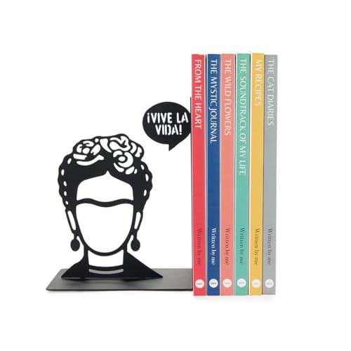 Balvi Frida Bookend – Decorative Metal Book Holder for Shelves and Desks, Ideal for Home and Office Décor, for Art Lovers and Readers – Sujetalibros