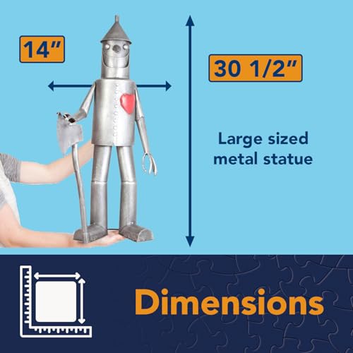 Bits and Pieces Tin Woodsman Tin Man Metal Garden Statue - Whimsical Metal Yard Art Sculptures Tinman Figure - Weather Resistant Sculptures for Porch Patio Yard - 30" Tall Lawn Statues