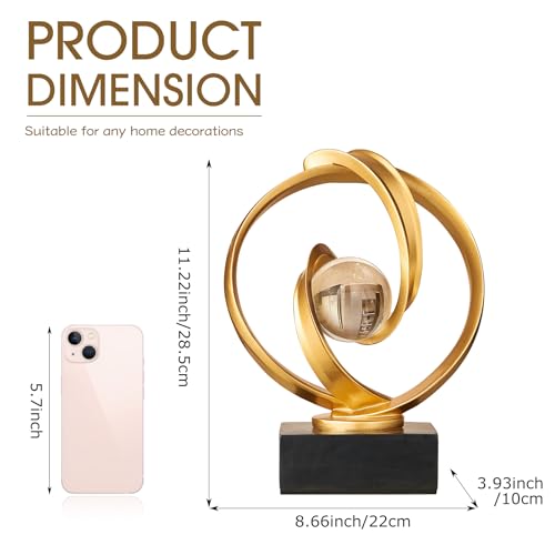 Modern Gold Statue Decor for Living Room, Abstract Art Sculptures Home Décor Accents for Coffee Table TV Stand Bookshelf, Resin Decorations for Dining Room Office Bedroom - color: F-gold