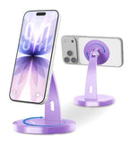 Aoviho Magnetic Phone Stand for Desk – 360° Rotating Aluminum Phone Holder, Stable Desk Stand for Office, Home & Kitchen, Compatible with iPhone 17 Pro Max 16–12 Series and MagSafe Cases, Purple - color: Purple