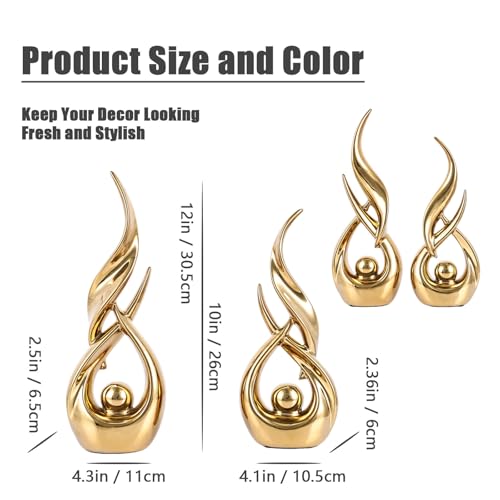 XMGZQ Gold Ceramic Abstract 2 Piece Statue Set,Mid Century Modern Abstract Art Home Decor Statue Mantelpiece on Unique Shelf Decor, TV Cabinet Divider Table top and Dining Table Centerpiece (Gold) - color: Gold