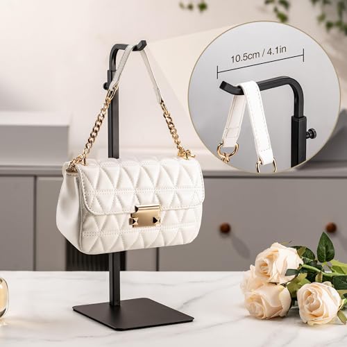 2 Pack Purse Holder Handbag Display Stand: Hanger Rack Showing Bags, Purses, and Wreath, Adjustable Black Hook Stand for Tabletop, Closet, Desk, and Retail Use for Vendors - color: Black
