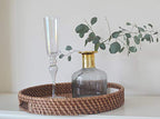 Round Rattan Woven Serving Tray with Handles Ottoman Tray for Breakfast, Drinks, Snack for Coffee Table, Home Decorative (11"x1.6", Honey Brown) - size: 11"
