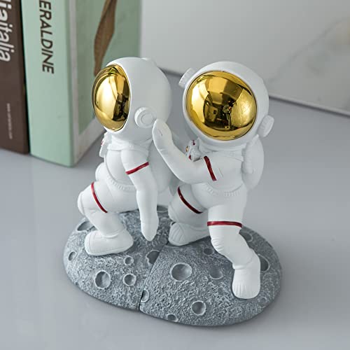 Space Theme Bookends for Shelves, Astronaut Moon Book Ends for Kids Room, Decorative Planet Book Stoppers to Hold Books Heavy Duty, Unique Boys and Girls Gift (Gray) - color: Gray - Astronauts