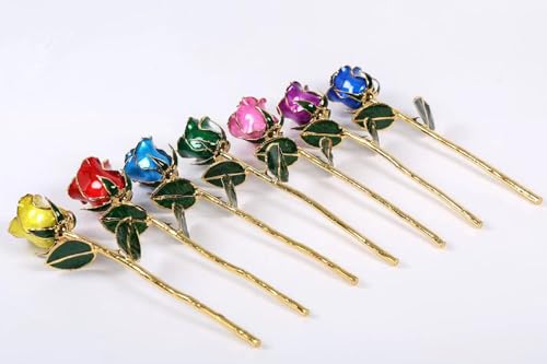 AliveRose Gold Plated Rose, 24K Gold Dipped Rose with Crystal Vase - Unique Design for Anniversary, Valentines, Mothers Day, Birthday Gifts - color: 5. Pink Original Rose With Crystal Vase