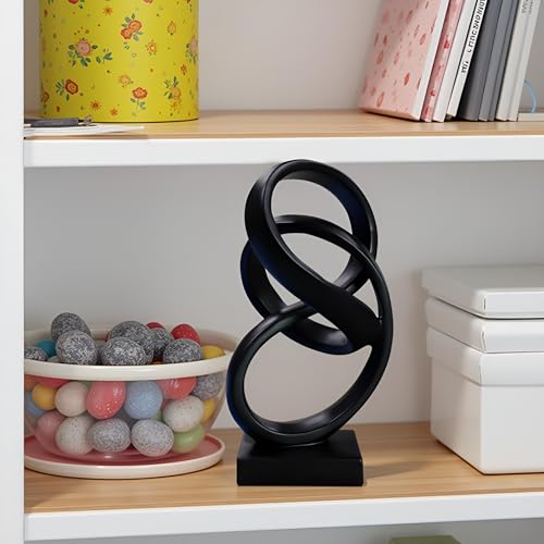 10" Modern Abstract Ribbon Decorative Sculpture, Knot Sculptures,Home Decor,Coffee Table Statues,Dining Living Room Desk Decor（Black） - color: 10" Black