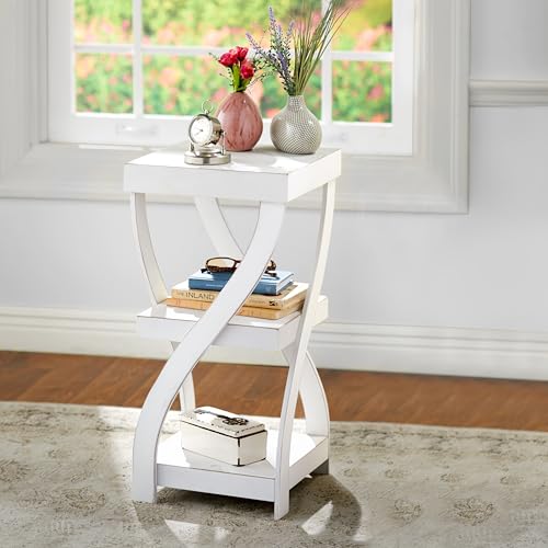 The Lakeside Collection Distressed Twisted Wood Accent Table - Distressed White - color: Distressed White