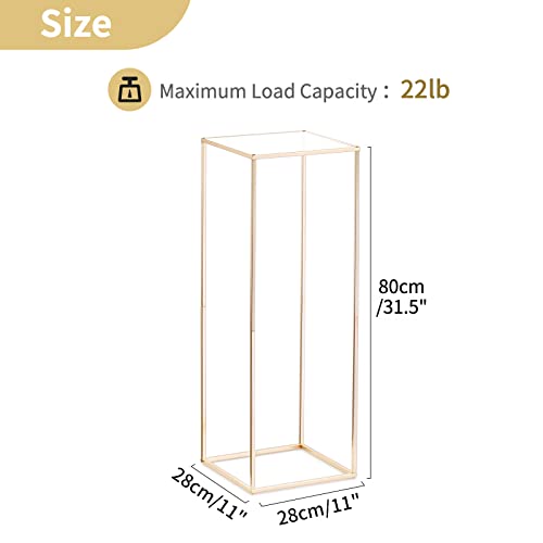 Nuptio Gold Vases for Centerpieces Wedding with Acrylic Panel - 2 Pcs 31.5 inch Tall Metal Flower Vase Flowers Stand - Elegant Bulk Weddings Decoration Table Geometric Centerpiece for Party Tables - size: 31½ inch Tall