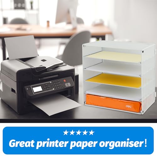 EASEPRES 5 Slot Mesh Desk Organizer Tray, File Paper Letter Folder Holder Desktop Paper Sorter Mail Organization Rack Storage Accessories, for Office Home School Classroom, White - color: 5 Tier White