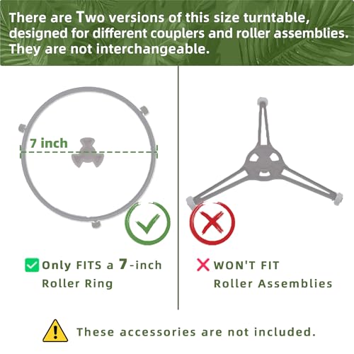Smallest 9.6 Inch Microwave Plate Replacement Compatible With Panasonic Microwave Glass Plate F06016D00XN, 9.6" Microwave Plate Replacement for Nostalgia 0.7 cu.ft. 700W small retro microwaves - size: 9.6" Small Coupler Hole, Outer Track 7 5/8"