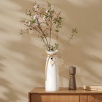 8 Inch Ceramic Vase with Jute Rope & Heart Charm, Elegant White Decorative Vase for Home Décor & Table Centerpieces - style: Slim