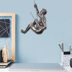 Climbing Man Wall Sculpture – Resin Decor Figure, Modern Art Accent, Black Home Ornament | Unique 3D Hanging Statue Piece, Artistic Abstract Wall Decoration Setup Living Room Bedroom Workplace Design - size: trumpet right hand, style: Silver