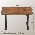 Furmax Electric Height Adjustable Standing Desk Large 48 x 24 Inches Sit Stand up Desk Home Office Computer Desk Memory Preset with T-Shaped Metal Bracke, Brown - color: Brown, size: 48 Inch
