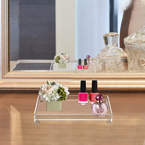 Vanity Bathroom Tray, Acrylic Rectangle Decorative Catchall Organizer Storage Tray (Medium-Clear) - color: Medium-clear, size: 9.6" x 5.9" x 1.1"