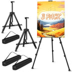 Art Painting Tripod Easel Stands - Portable Adjustable Display Artist Metal Easel with 1 Bag for Tabletop/Floor Painting, Height from 17 to 66 inches, Sturdy for Drawing, Displaying - Black 3 Pack - style: Black-3pack