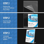 Eocnrhe Acrylic Sign Holder 8.5 x 11 12 Pack, Double-Sided Clear Sign Holder Plastic Stands for Display, Table Sign Stands, L Shape Flyer Holder