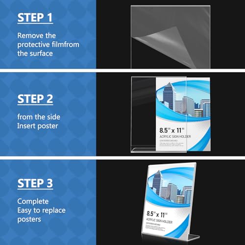 Eocnrhe Acrylic Sign Holder 8.5 x 11 12 Pack, Double-Sided Clear Sign Holder Plastic Stands for Display, Table Sign Stands, L Shape Flyer Holder