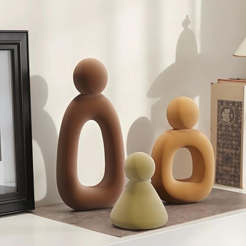 XINXUAN Abstract Three Sculptures - Minimalist Home Decoration, Modern Living Room Character Design, Desktop Decoration, Neutral Resin Art, Meaningful Home Gifts ﻿ (Flocking Color) - color: Flocking Color