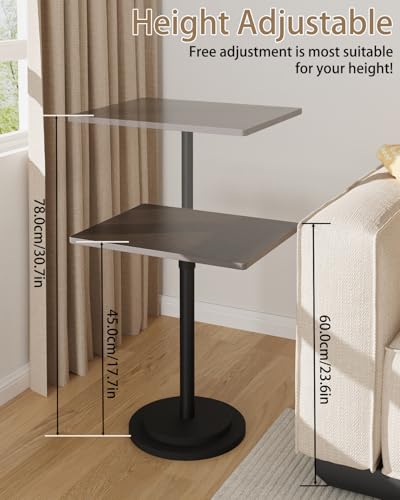 Small Side Table, Height Adjustable Nightstand, Square Indoor Metal Plant Stand, for Living Room, Bedroom, Office, Bathroom, 1 Pack, Dark Brown, GBZ001RZ-1 - color: Dark Brown, size: Rectangle