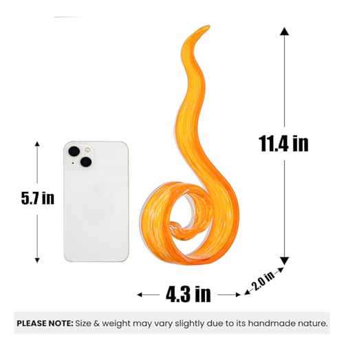 11.4" Tall Hand-Blown Glass Sculpture Murano-Style Sculpture Art Ornament Statue Figurines Home Decor Accent Piece Coastal Ocean Nautical Home Decor,Shelf,TV Stand,Tabletop Centerpieces,Wonderful Gift - color: Orange