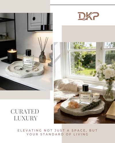 Marble Decorative Tray, 10x7 inch Natural Marble Catchall Tray for Vanity Luxe Cloud Shape Stone Serving Tray Holder for Perfume, Jewelry, Keys & Candle Bathroom & Dresser Home Decor