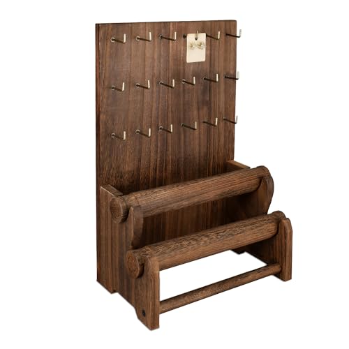 Ikee Design 18 Hooks and 2 Removable Bars Wood Jewelry Holder Organizer Stand, Earring Bracelet Jewelry Display Stand Organizer, Necklace Bracelet Holder, Brown Color - color: 5) Brown, 2 Bars, 18 Hooks