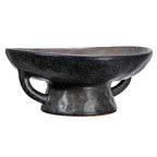 Creative Co-Op Stoneware Bowl with Handle and Base, Black Reactive Glaze - color: Black, size: 8.0" Round x 3.75" Tall