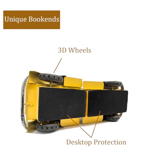 Decorative Book Ends Vintage Bookends: Metal Truck Book Stopper for Kid Books for Grandson Men Teen - Farmhouse Decor for Bookcase Shelf Table Coffee Bar Office Home Yellow - color: Vintage Yellow